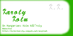 karoly kolm business card